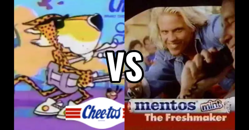 Chester Cheetah (Cheetos) vs. “The Freshmaker” (Mentos)