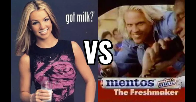 “Got Milk?” Milk Mustache vs. “The Freshmaker” (Mentos)