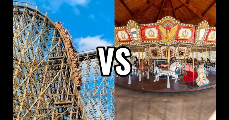 Carousel vs. Wooden Roller Coaster