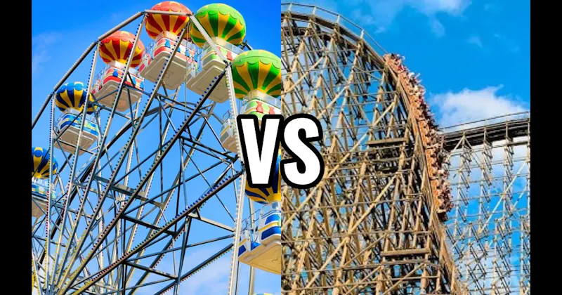 Ferris Wheel vs. Wooden Roller Coaster