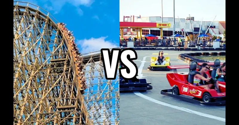 Go-Karts vs. Wooden Roller Coaster