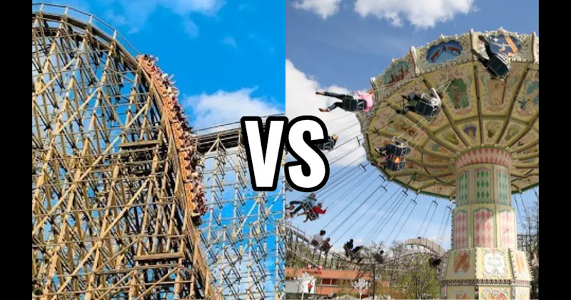 Swing Ride vs. Wooden Roller Coaster