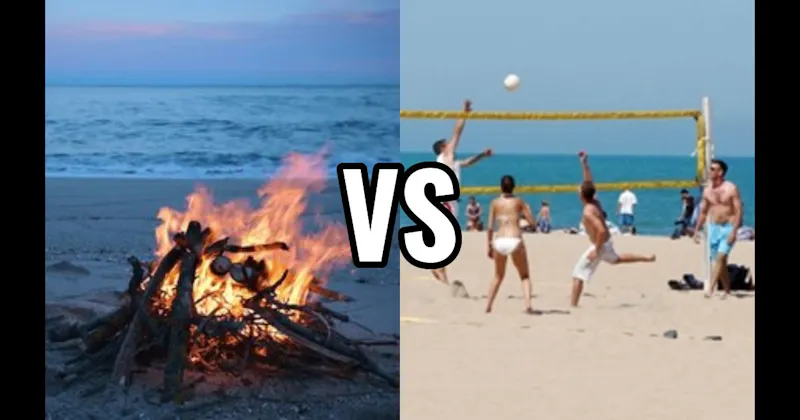 Beach Bonfire & S'mores vs. Beach Volleyball