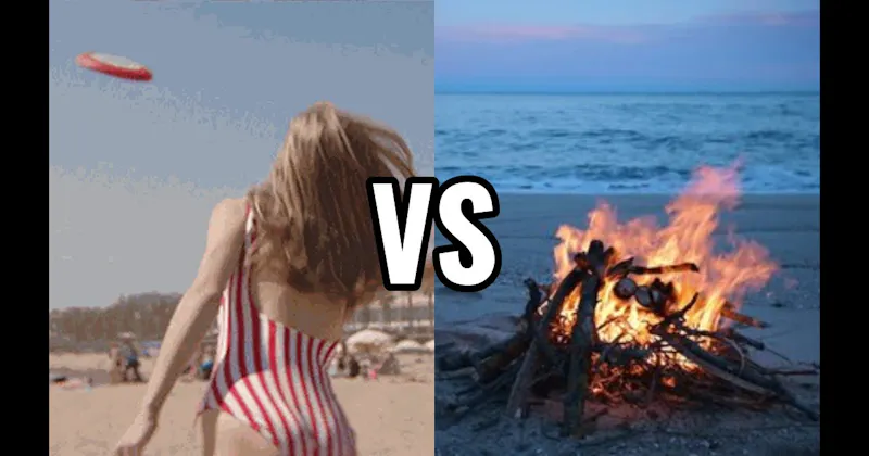 Beach Bonfire & S'mores vs. Frisbee