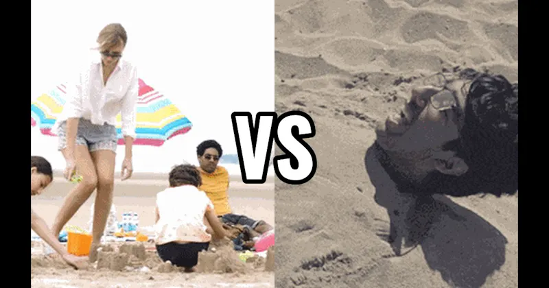 Build a Sandcastle vs. Bury Someone in Sand