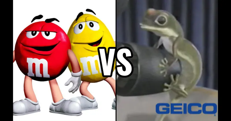 Geico Gecko vs. M&M’s Characters
