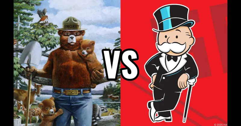 Mr. Monopoly vs. Smokey Bear