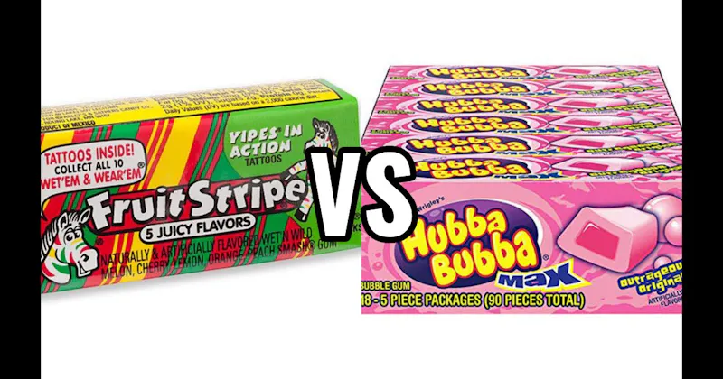 Fruit Stripe Gum vs. Hubba Bubba
