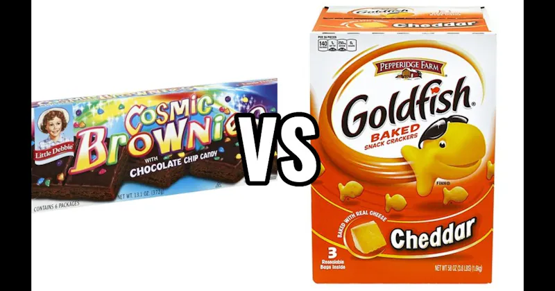 Cosmic Brownies (Little Debbie) vs. Goldfish Crackers
