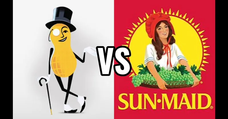 Mr. Peanut vs. Sun-Maid Raisin Girl