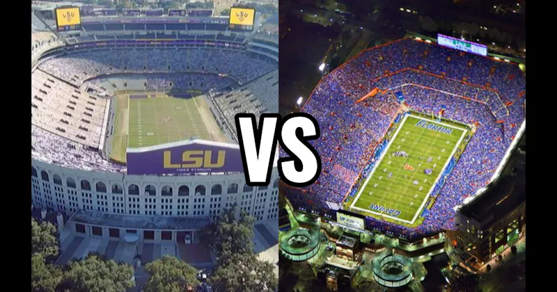 Ben Hill Griffin Stadium (Florida — “The Swamp”) vs. Tiger Stadium (LSU — “Death Valley”)