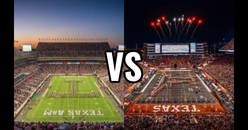 Darrell K Royal–Texas Memorial Stadium (Texas) vs. Kyle Field (Texas A&M — 12th Man)