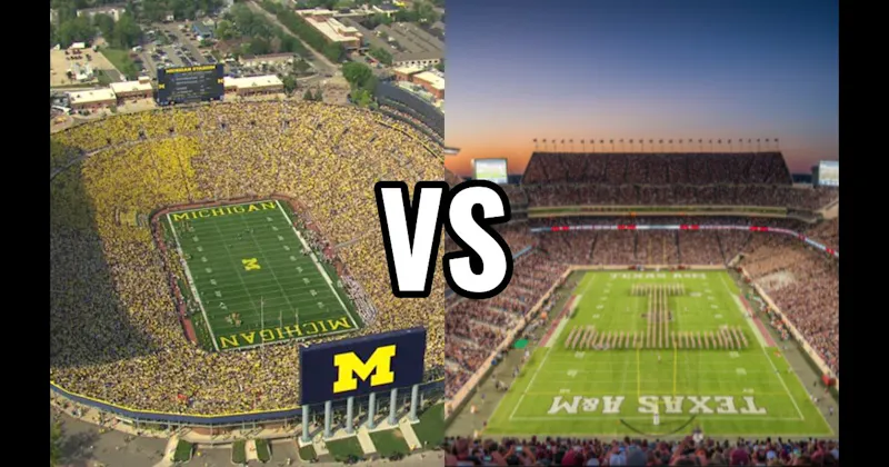 Kyle Field (Texas A&M — 12th Man) vs. Michigan Stadium (Michigan — “The Big House”)