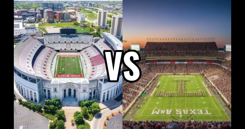 Kyle Field (Texas A&M — 12th Man) vs. Ohio Stadium (Ohio State — “The Horseshoe”)