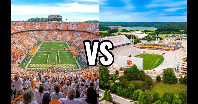 Memorial Stadium (Clemson — “Death Valley”) vs. Neyland Stadium (Tennessee)