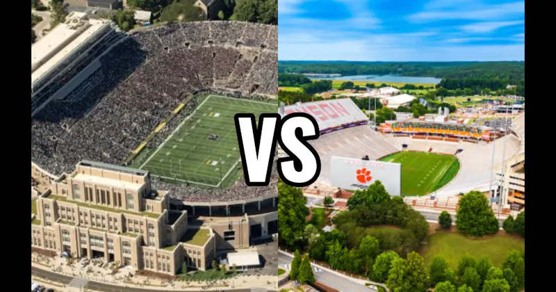 Memorial Stadium (Clemson — “Death Valley”) vs. Notre Dame Stadium (Notre Dame)