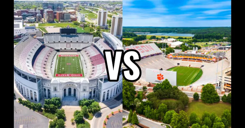 Memorial Stadium (Clemson — “Death Valley”) vs. Ohio Stadium (Ohio State — “The Horseshoe”)