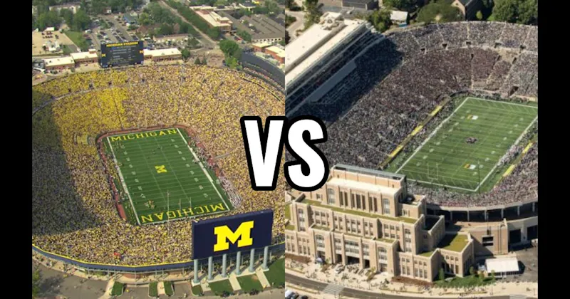 Michigan Stadium (Michigan — “The Big House”) vs. Notre Dame Stadium (Notre Dame)