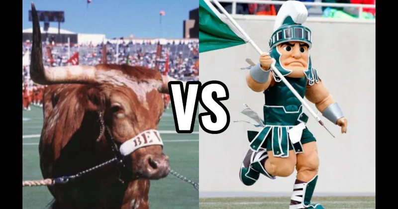 Bevo (Texas Longhorns) vs. Sparty (Michigan State Spartans)