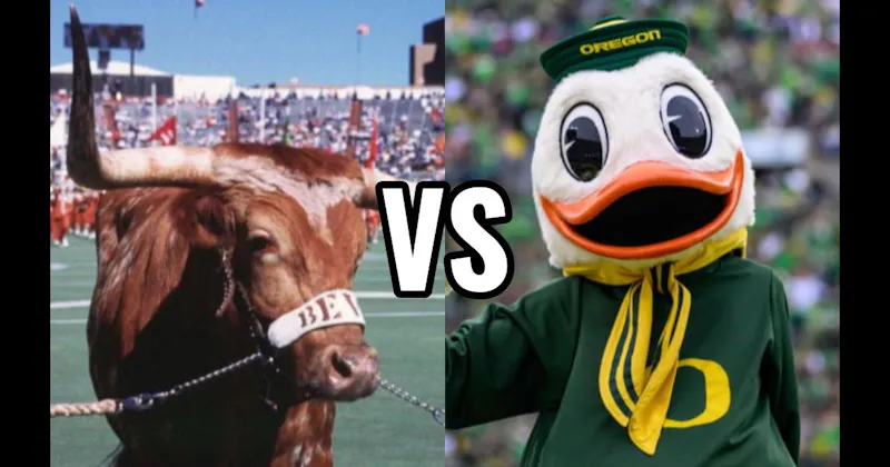 Bevo (Texas Longhorns) vs. The Oregon Duck (Oregon Ducks)
