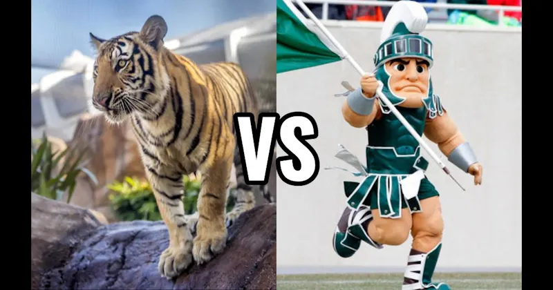 Mike the Tiger (LSU Tigers) vs. Sparty (Michigan State Spartans)