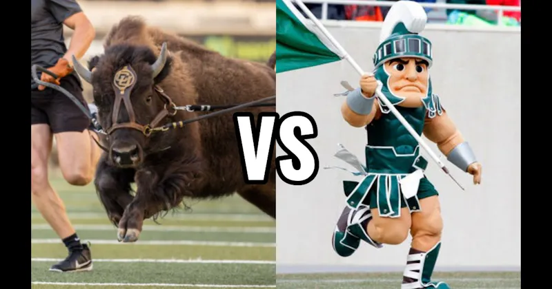 Ralphie (Colorado Buffaloes) vs. Sparty (Michigan State Spartans)