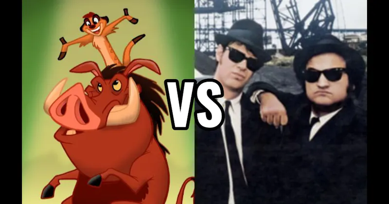 Jake & Elwood (The Blues Brothers) vs. Timon & Pumbaa (Lion King)