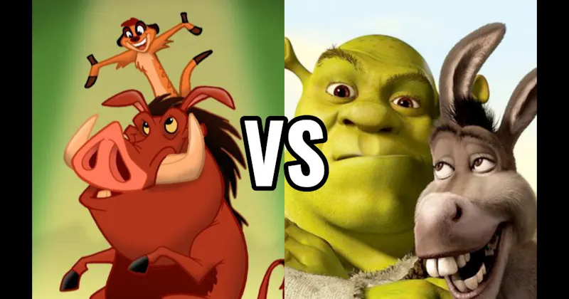 Shrek & Donkey (Shrek) vs. Timon & Pumbaa (Lion King)
