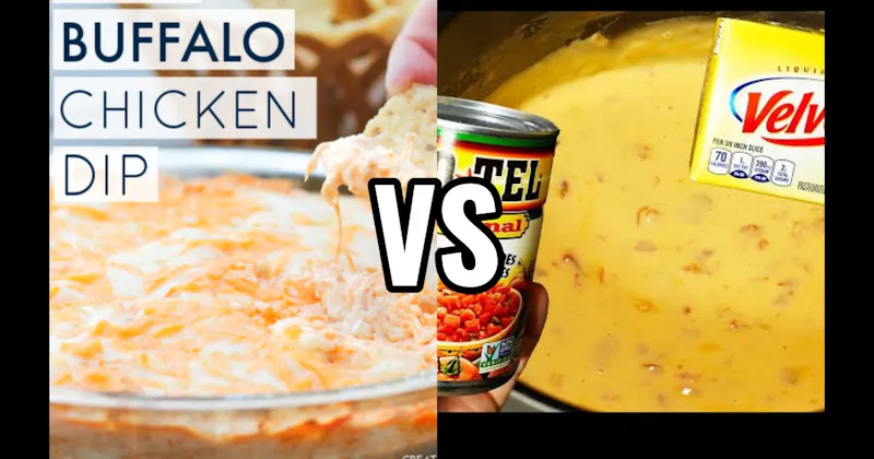Buffalo Chicken Dip vs. Velveeta + Rotel Dip