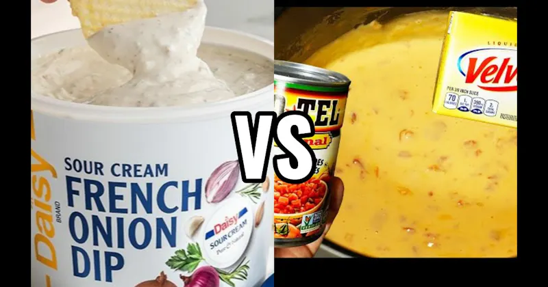 French Onion Dip vs. Velveeta + Rotel Dip