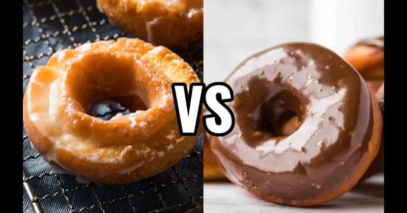 Chocolate Frosted Donut vs. Old-Fashioned Donut