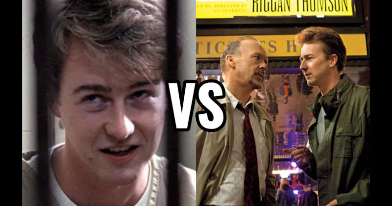 Aaron Stampler in 'Primal Fear' vs. Mike in 'Birdman'