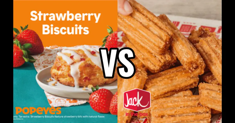 Jack in the Box Mini Churros vs. Popeyes Strawberry Biscuit