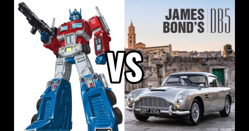 Aston Martin DB5 (James Bond) vs. Optimus Prime Truck (Transformers)
