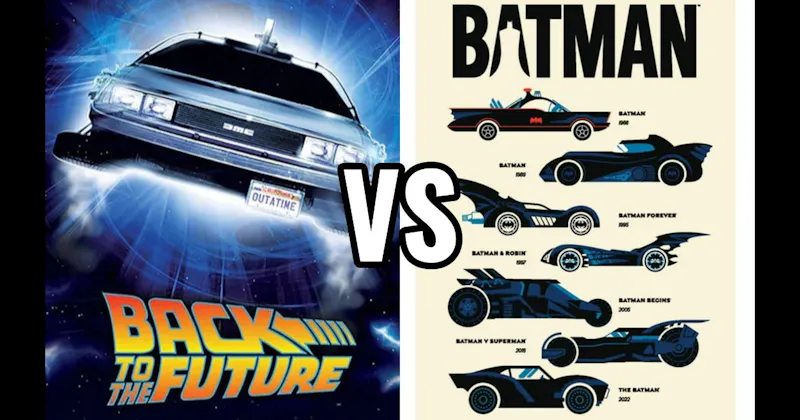 Batmobile (Batman) vs. DeLorean Time Machine (Back to the Future)