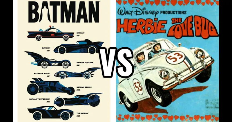 Batmobile (Batman) vs. Herbie (The Love Bug)
