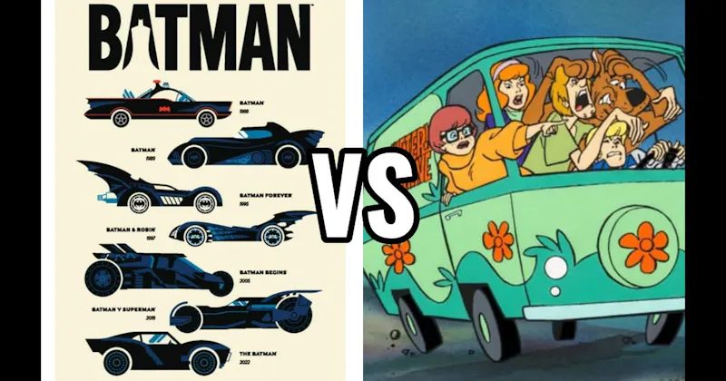 Batmobile (Batman) vs. Mystery Machine (Scooby-Doo)