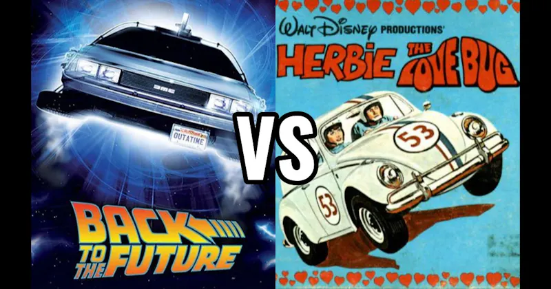 DeLorean Time Machine (Back to the Future) vs. Herbie (The Love Bug)