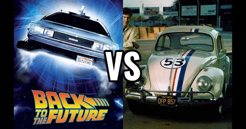 DeLorean Time Machine (Back to the Future) vs. Herbie (The Love Bug)