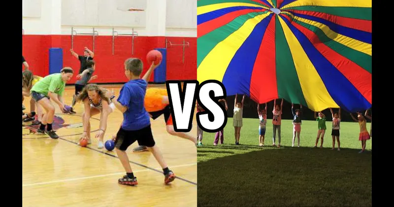 Dodgeball vs. Multi-Colored Parachute