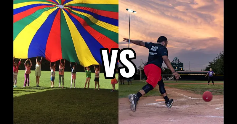 Kickball vs. Multi-Colored Parachute