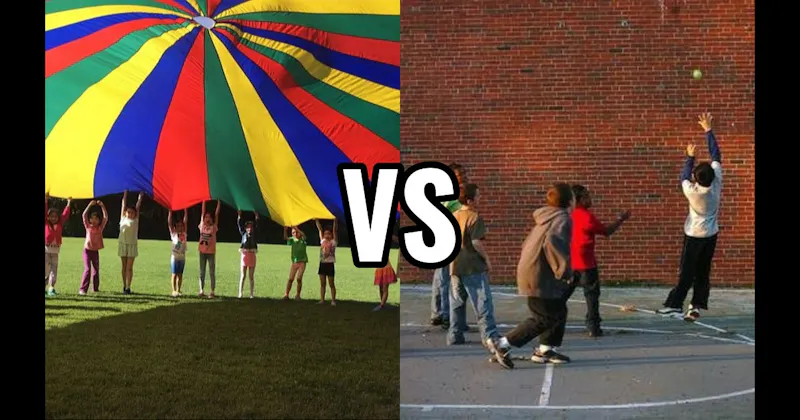 Multi-Colored Parachute vs. Wall Ball