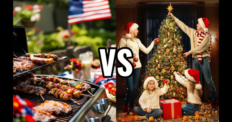 Barbecuing on Memorial / Labor Day vs. Christmas Tree Decorating