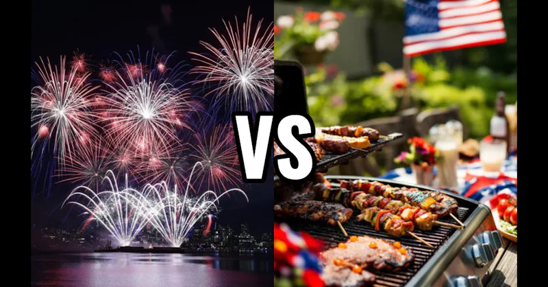 Barbecuing on Memorial / Labor Day vs. Fourth of July Fireworks