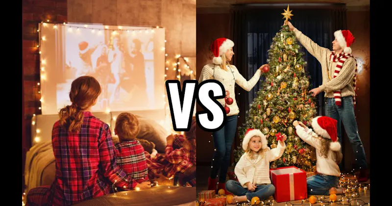 Christmas Tree Decorating vs. Holiday Movie Marathon