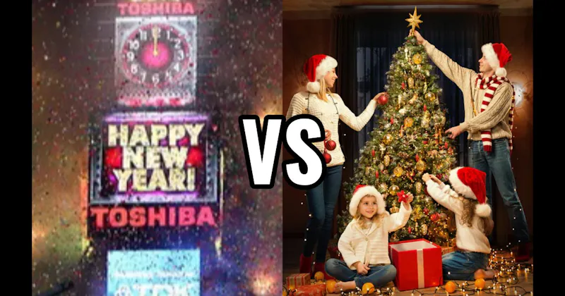 Christmas Tree Decorating vs. New Year’s Countdown