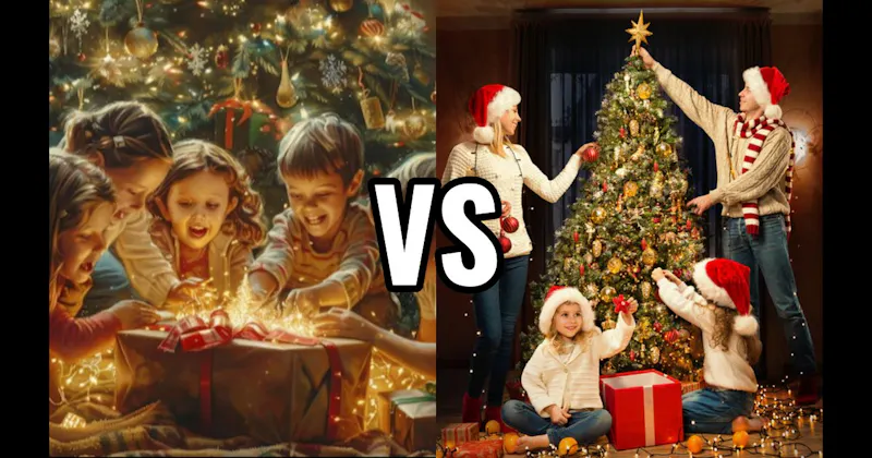 Christmas Tree Decorating vs. Opening Presents