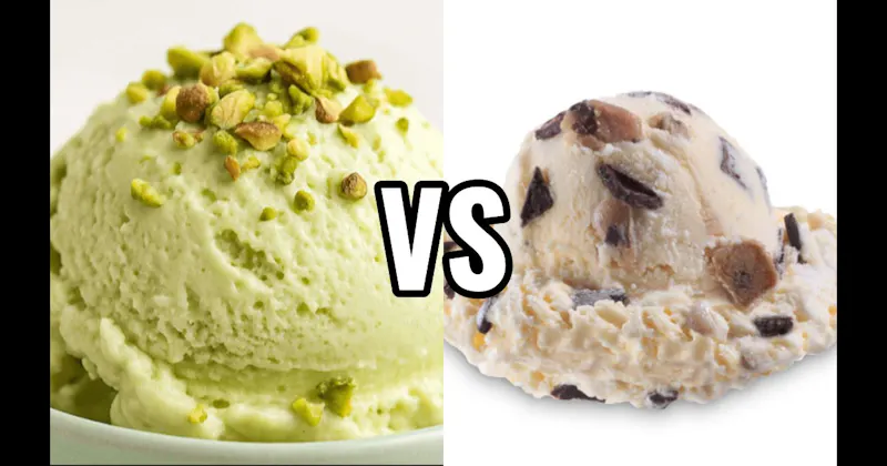 Chocolate Chip Cookie Dough Ice Cream vs. Pistachio Ice Cream