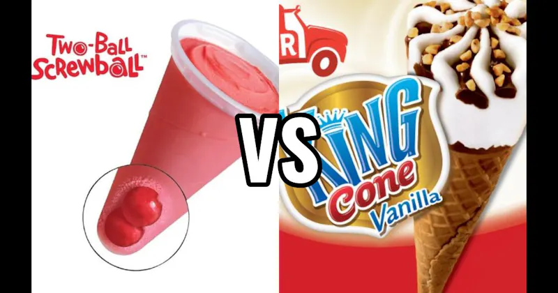 King Cone vs. Screwball (Cherry Cone with Gum Ball)