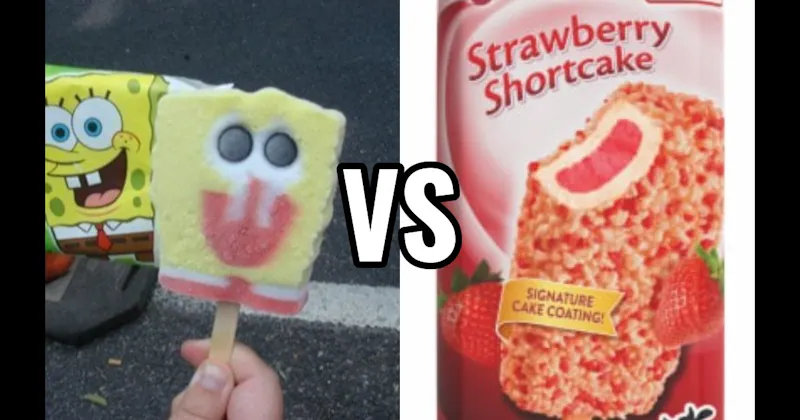 SpongeBob Popsicle vs. Strawberry Shortcake Bar